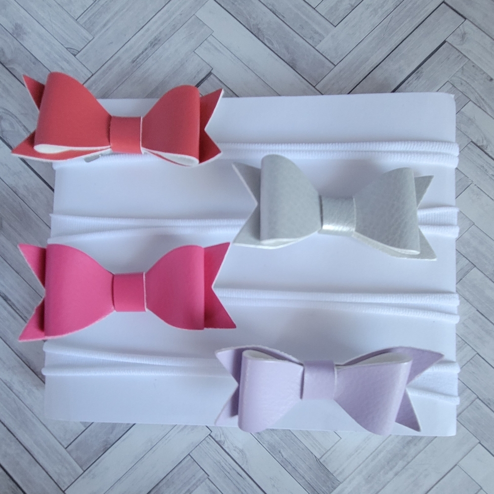Petite leather bow headbands
